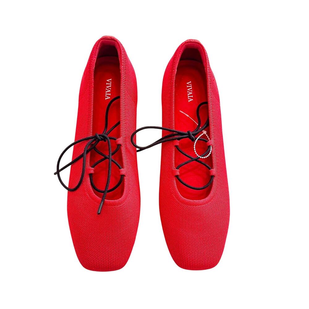 Vivaia Miley Square-Toe Lace Up Mary Janes Ruby Red Flat Shoes Size 43 NWOB